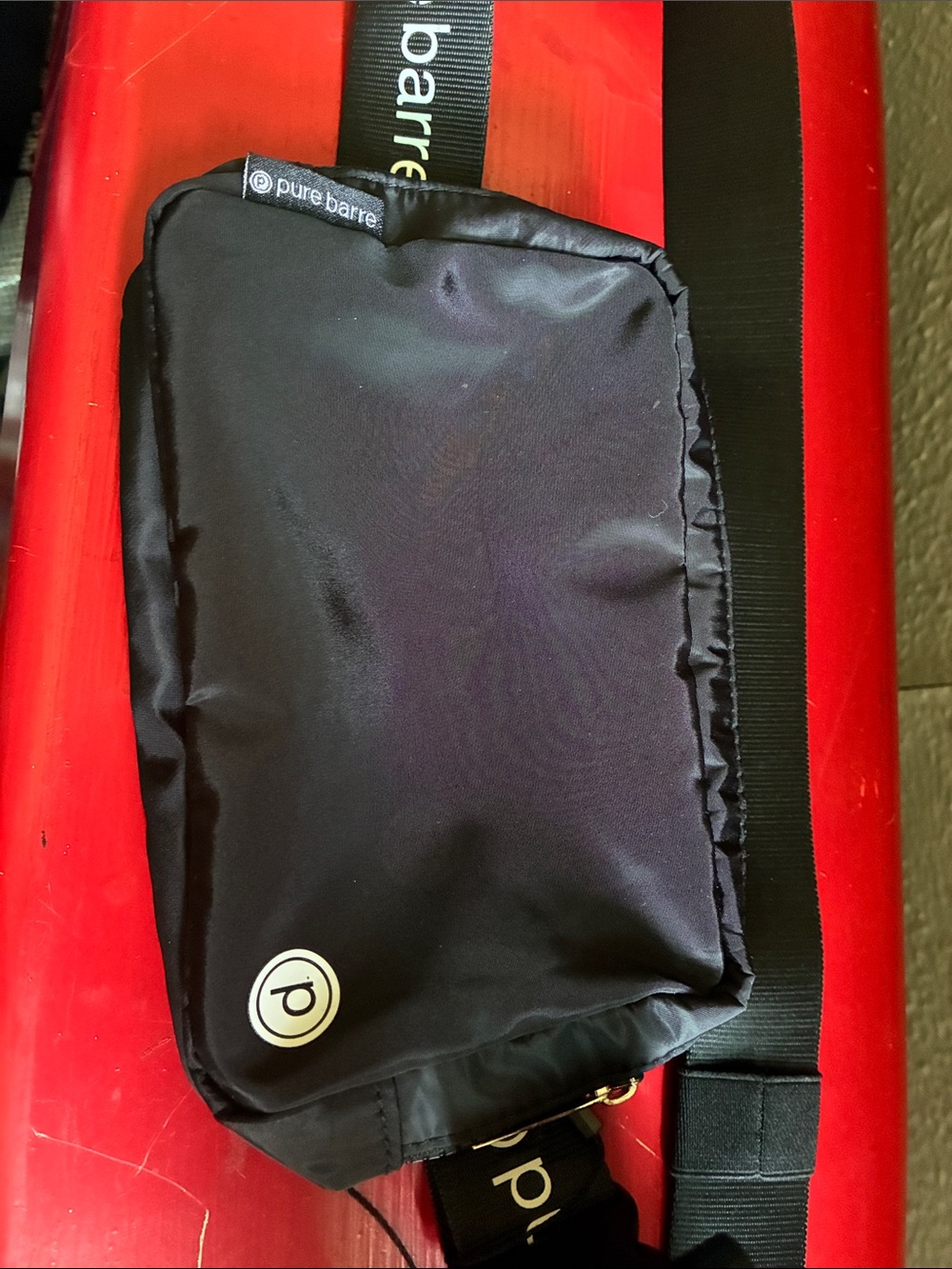Pure Barre Black Nylon Crossbody Belt Bag NWOT attached.